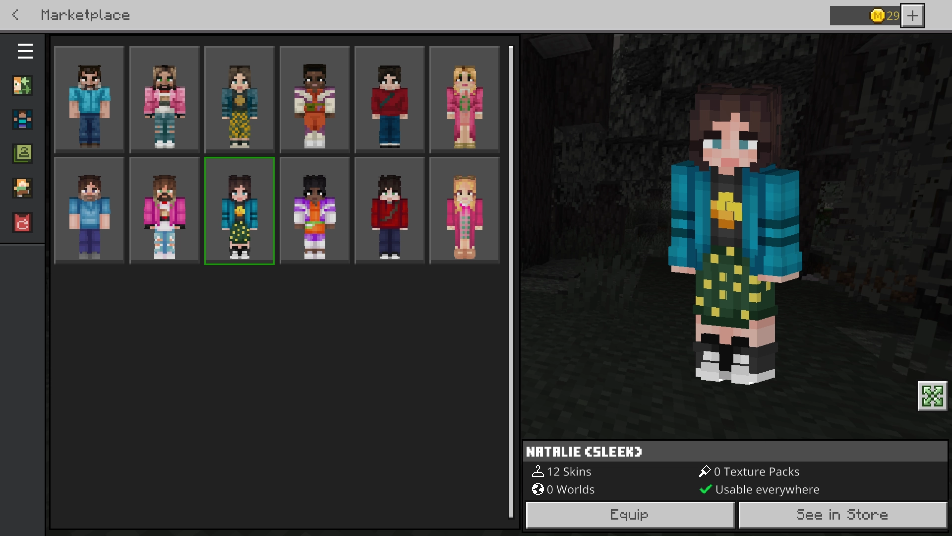 Minecraft Movie Skin Pack in the game